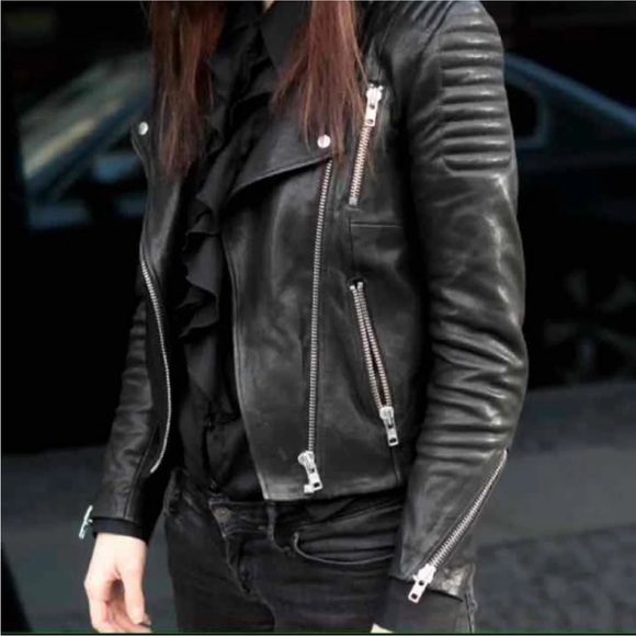 H&M rare special edition leather moto jacket size 4 XS - Picture 2 of 5